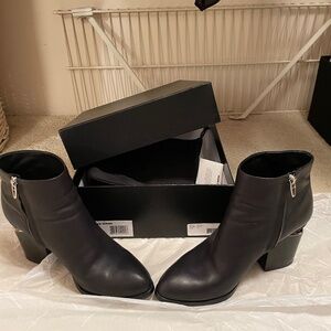 Alexander Wang Gabi Black Ankle Boots Silver Sliced  Heel Sz 40